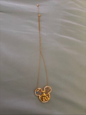 Disney Gold Tone Mickey 70th Anniversary Pendant Necklace